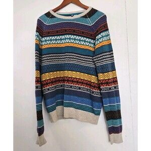 Divided Sweater Mens M Nordic Fair Isle Wool‎ Blend Grandpa Warm Tribal